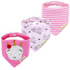 Jn&Lulu 3 Pack Newborn Baby Bibs Bandana Drool Bibs For Drooling Cotton Baby Gifts (Unicorn)