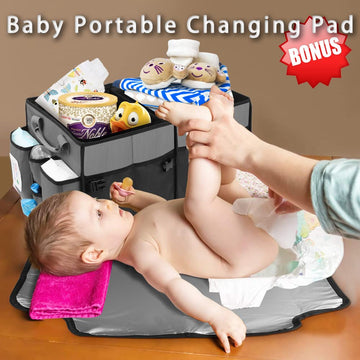 Collapsible Trunk Organizer & Diaper Changing Station, Baby Diaper Caddy Organizer With Movable Dividers, Easy-To-Reach For Back
