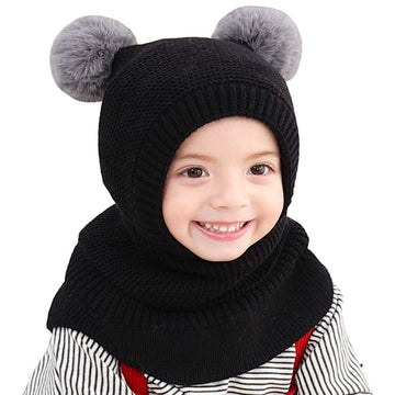 Toddler Winter Hat, Baby Winter Hat, Fleece Lined Girls Boys Winter Hat, Kids Winter Hat Scarf Earflap Hood Skull Caps, 1-5T (95