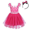 Ibtom Castle Toddlers Girls' Polka Dots Christmas Birthday Princess Leotard Costume Tutu Dress Up Bows Ears Headband Rose+3D Ear