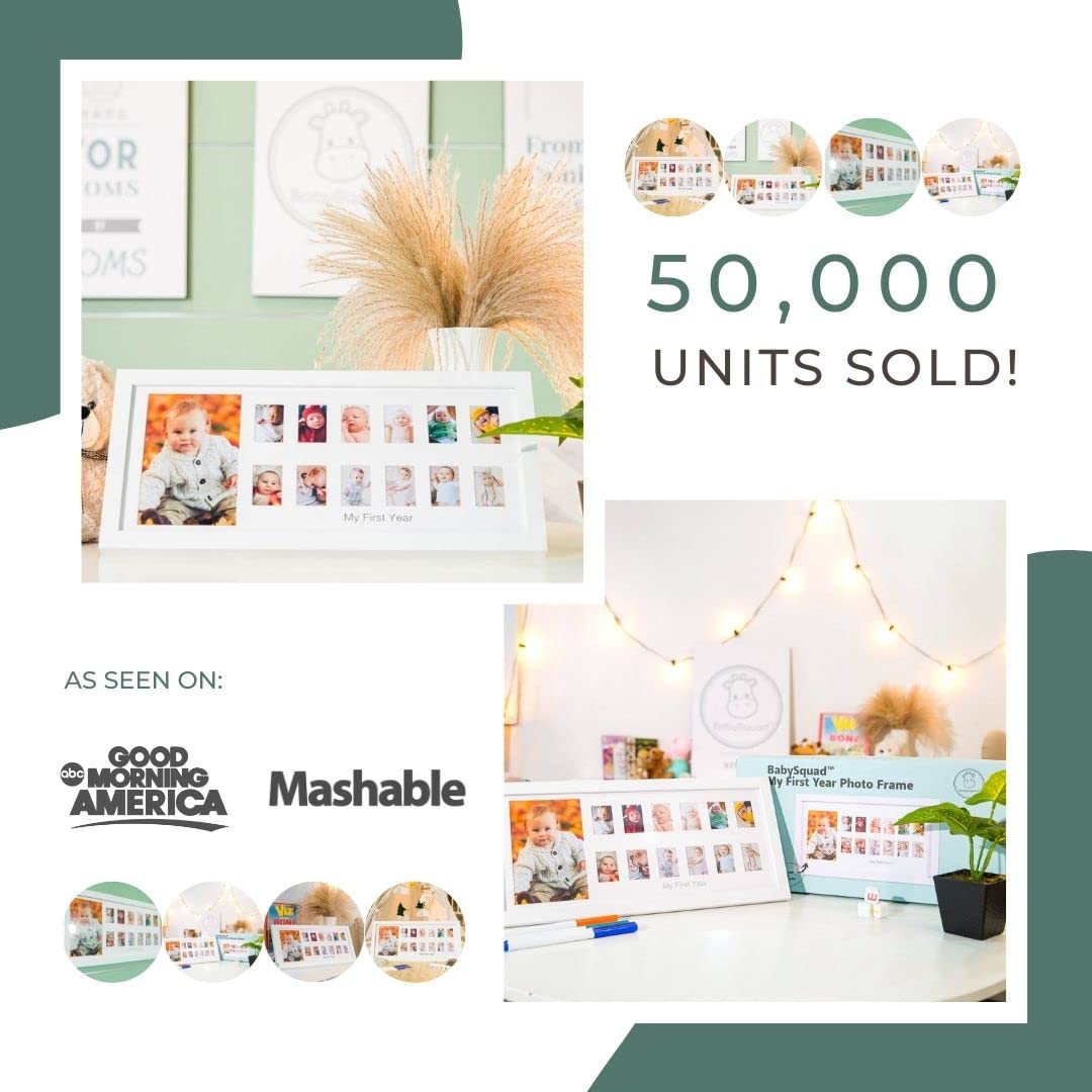 My First Year 12 Month Photo Frame, Remember Your Baby'S First Year, 18 X 8.5 Inch (Extra Large Size), Sawtooth Hanger + Kicksta