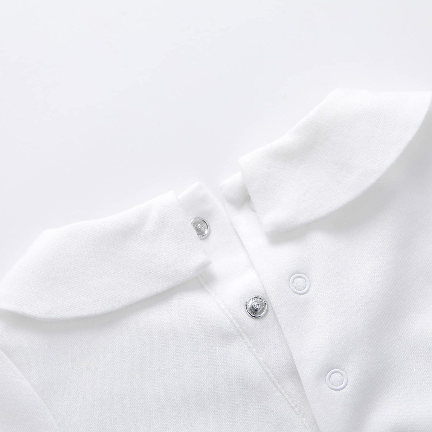 Pureborn Baby Boys Bodysuits Cotton Summer Short Sleeve Peter Pan Collar White 9-12 Months