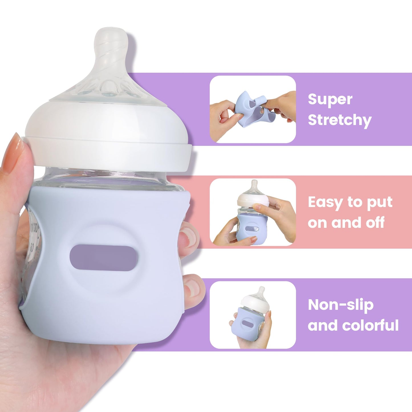 Joxodak 4 Pack Silicone Sleeves For Philips Avent Natural Bottle, Food Grade Silicone Cover And 4Pcs Travel Caps, Lids Replaceme