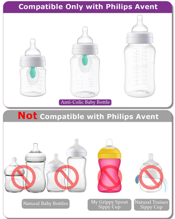 Sippy Cup Nipples For Philips Avent Anti-Colic Baby Bottles,Food Grade Silicone Sippy Spout,Variable Flow Soft Nipple,6M+,4-Coun