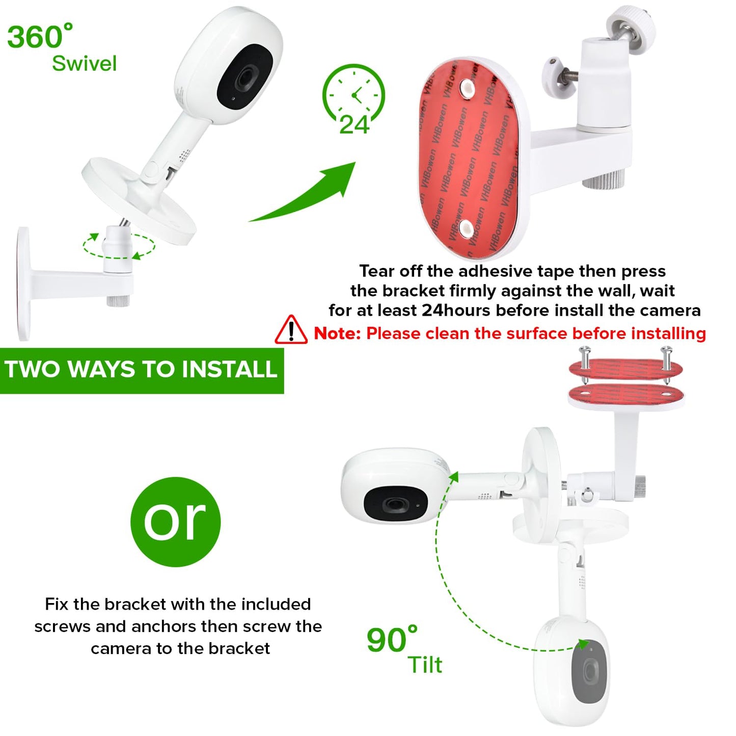 Adjustable Baby Monitor Wall Mount Compatible With Nanit Pro Smart Baby Monitor & Flex Stand, Baby Camera Wall Mount With Perfec