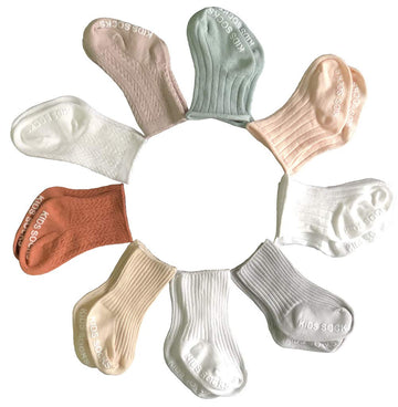 Qandsweet Baby Boy Combed Cotton Socks Toddler Ankle Sock Non-Skid For Newborn Infant Childrens (0-6M, 9 Colors)