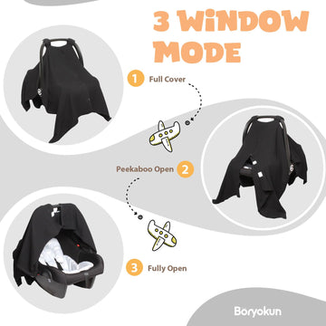 Baby Car Seat Cover Muslin Infant Carseat Canopy, Peekaboo Opening Car Seat Covers, Unisex Large Universal Fit Lightweight Breat