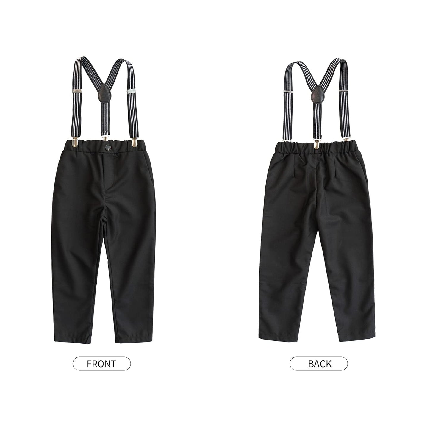 Volunboy Baby Boys Clothes Set Toddler Wedding Gentlemen Ring Bearer Suits Long Sleeve Bowtie Suspenders Pants Formal Outfits (W