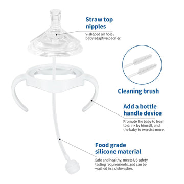 Straw Cup Soft Spout Conversion Kit For Philips Avent Natural Baby Bottle, Bottle Handles And Weighted Straw (4 Pack)