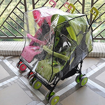 Aligle Twin Stroller Raincoat Universal Size Side By Side Stroller Weather Shield, Baby Rain Cover/Wind Shield