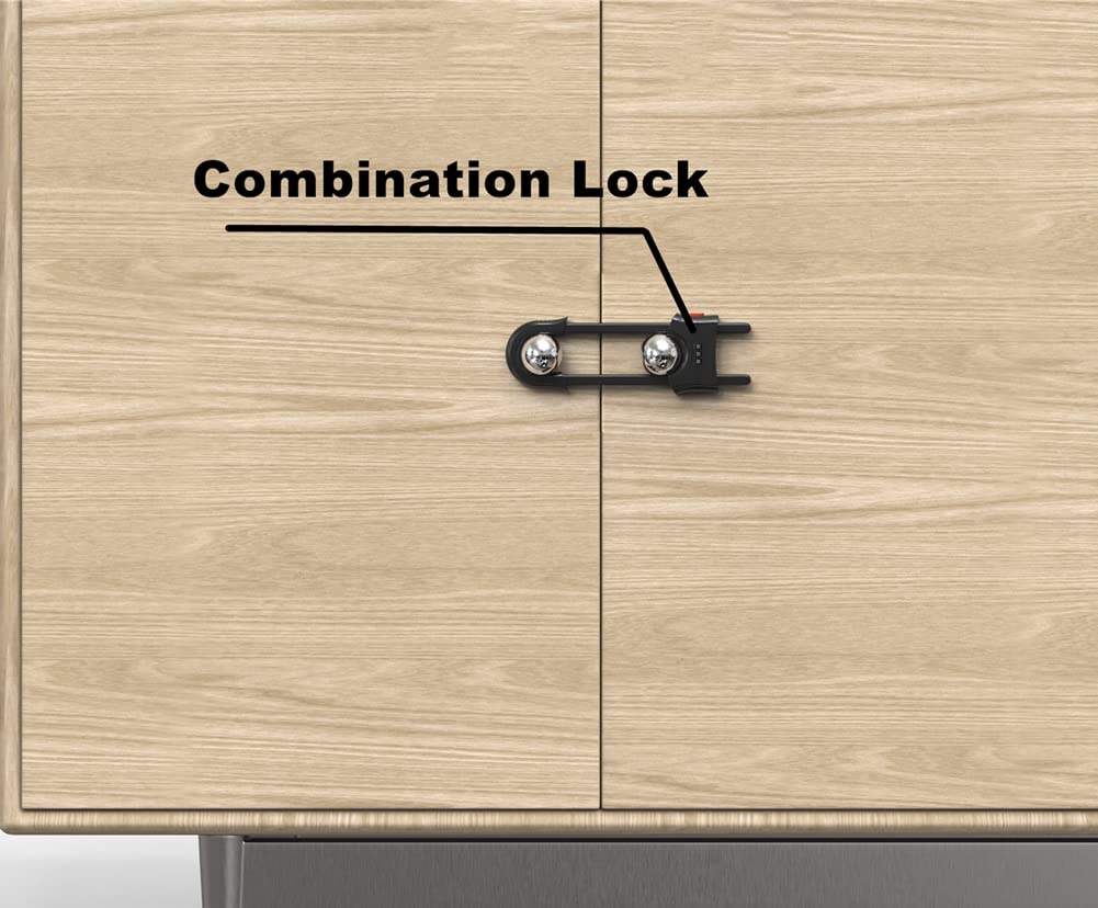 Child Proof Sliding Cabinet Door Code Locks Baby Safety Cupboard Locks Adjustable U Shaped Cabinet Latches For Knob Handle Drawe