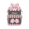 Workvalor Personalized Bow Pink Diaper Bag Backpack with Name - Custom Baby Travel Tote for Mom or Dad, Nursing Bag for Girls, S