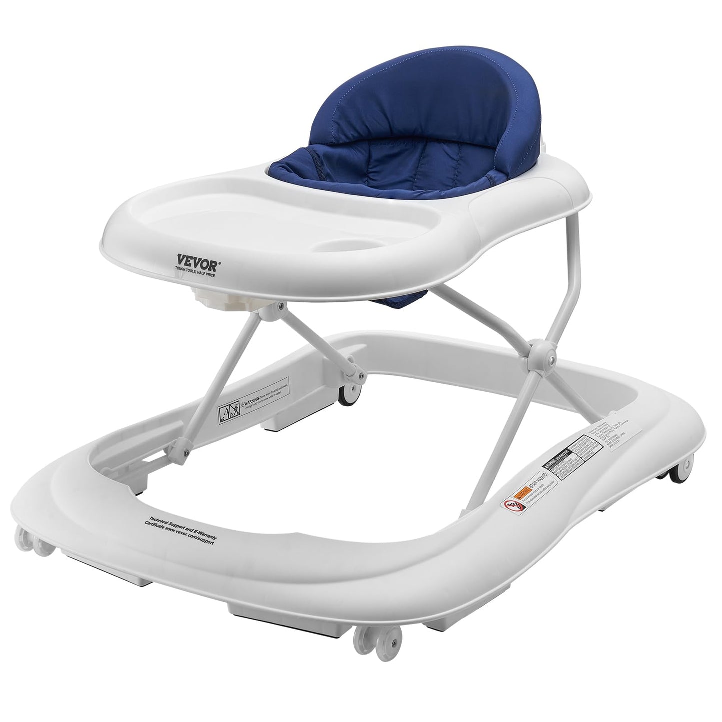 VEVOR Baby Walker, Foldable Baby Walkers and Activity Center on Wheels, 3-Level Height Adjustable Toddler Infant Walker with Fee