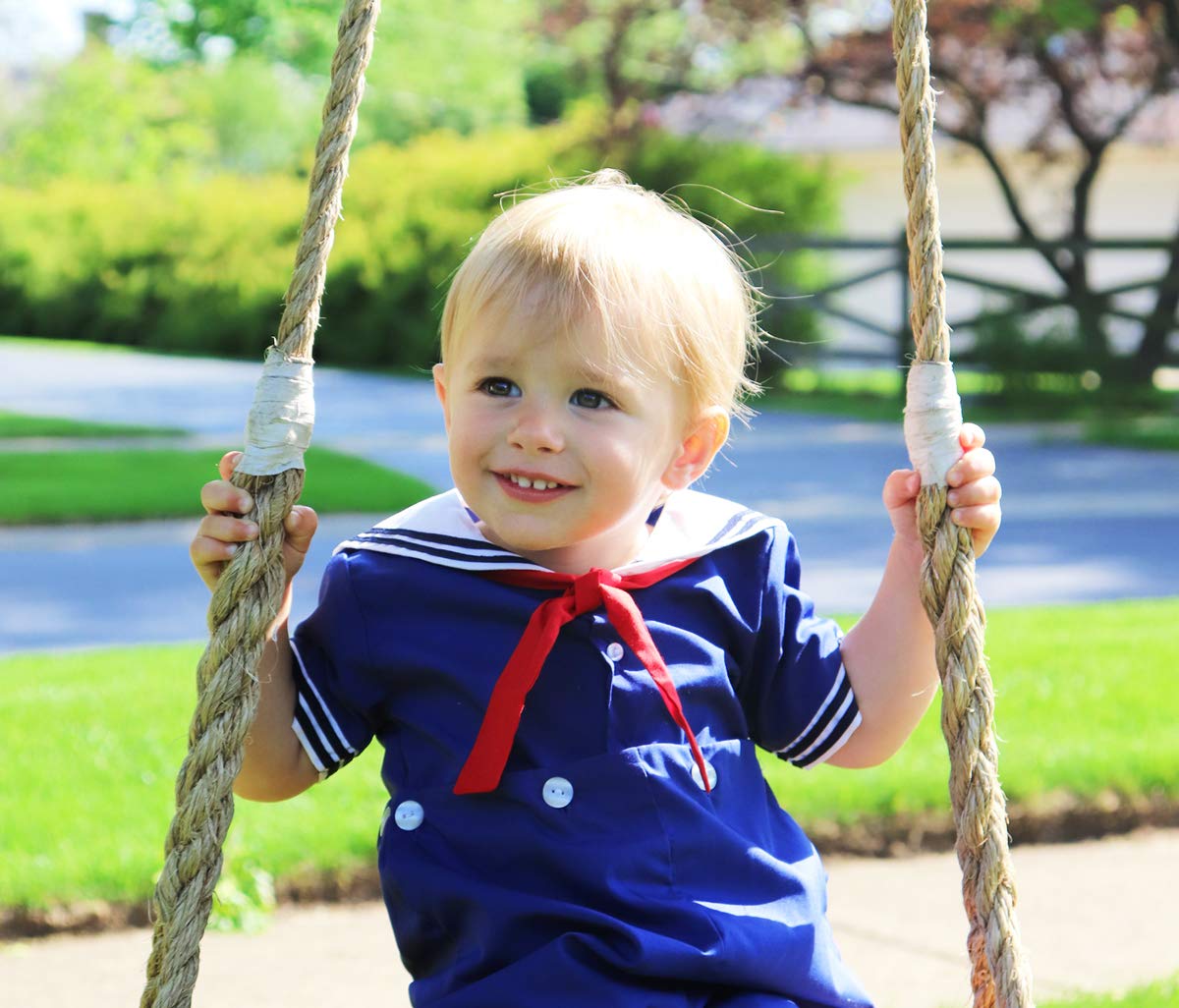 Petit Ami Baby Boys 2 Piece Nautical Bobby Suit With Collar, 6 Months, White
