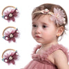 Wiwpar Gauze Flowers Headband Bead Headwear Elastic Adjustable Head Piece Girl'S Hairbands For Toddler And Childrens (Purple)