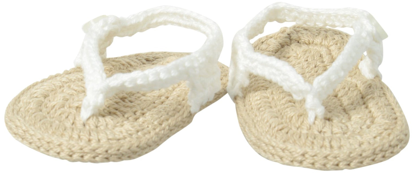 Jefferies Socks Unisex Baby Newborn My First Flip Flops Infant And Toddler Socks, White/Khaki, 1-3 Months Us