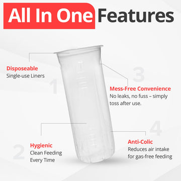 Playtex Baby Nurser Pre-Sterilized Disposable Drop-Ins Bottle Liners, Closer To Breastfeeding, 4 Oz, 50 Count