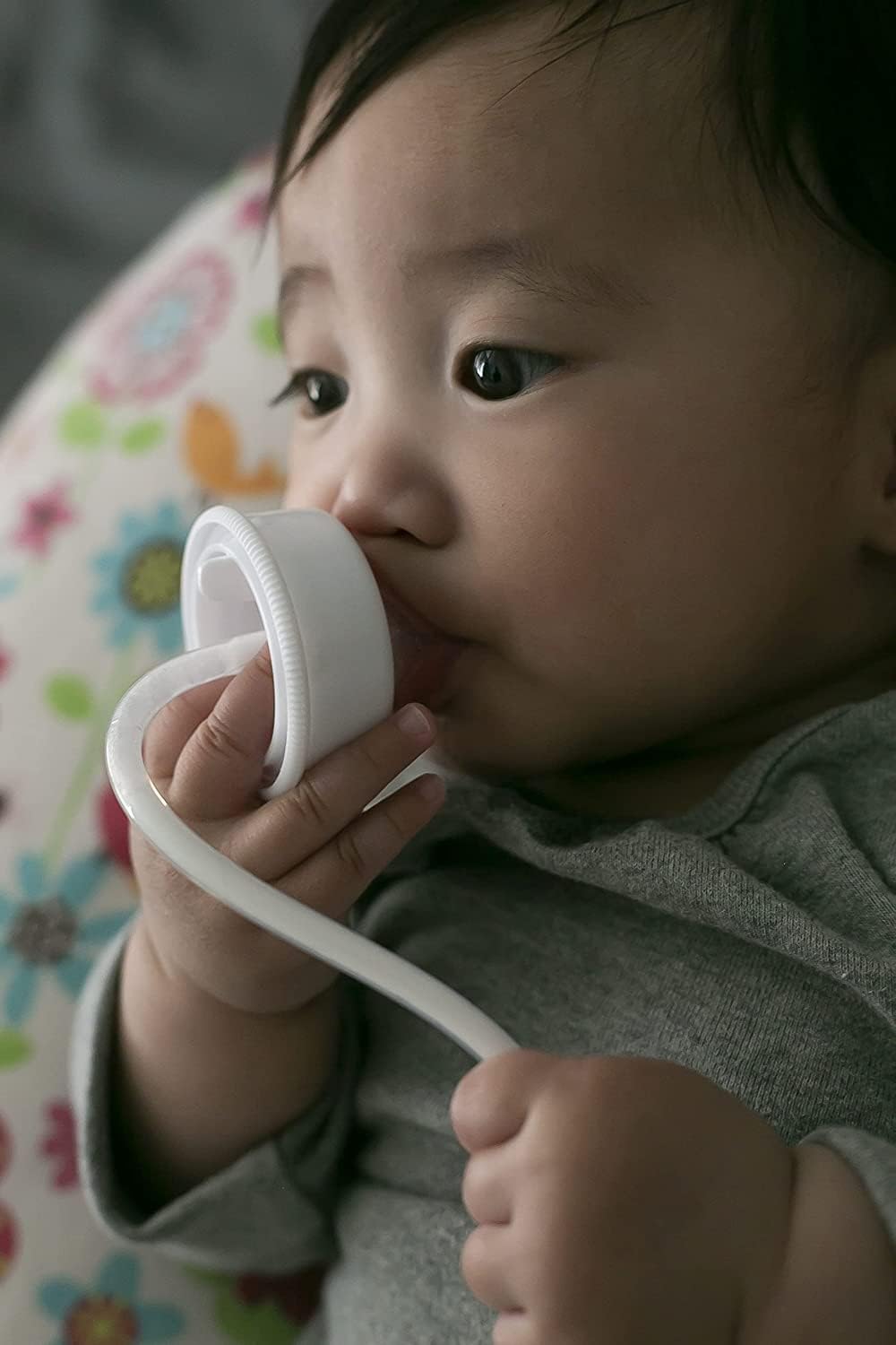 Hands-Free Baby Bottle - Anti-Colic Self Feeding Baby Bottle System 7 Oz Glass Bottle (1 Pack - Blue)