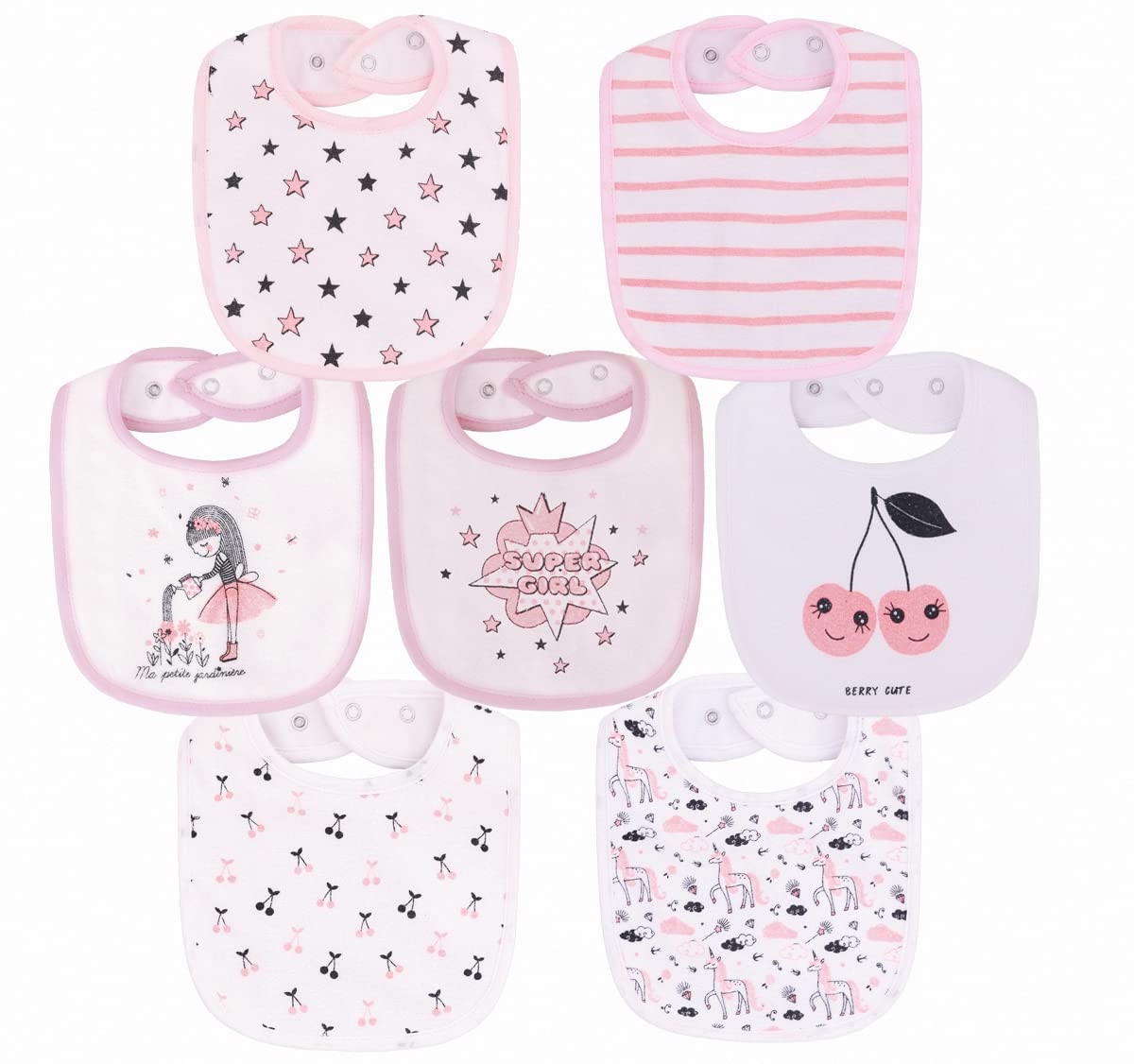 Maiwa Waterproof Terry Cloth Baby Bibs For Baby Girl With Snaps For Drooling Teething Eating