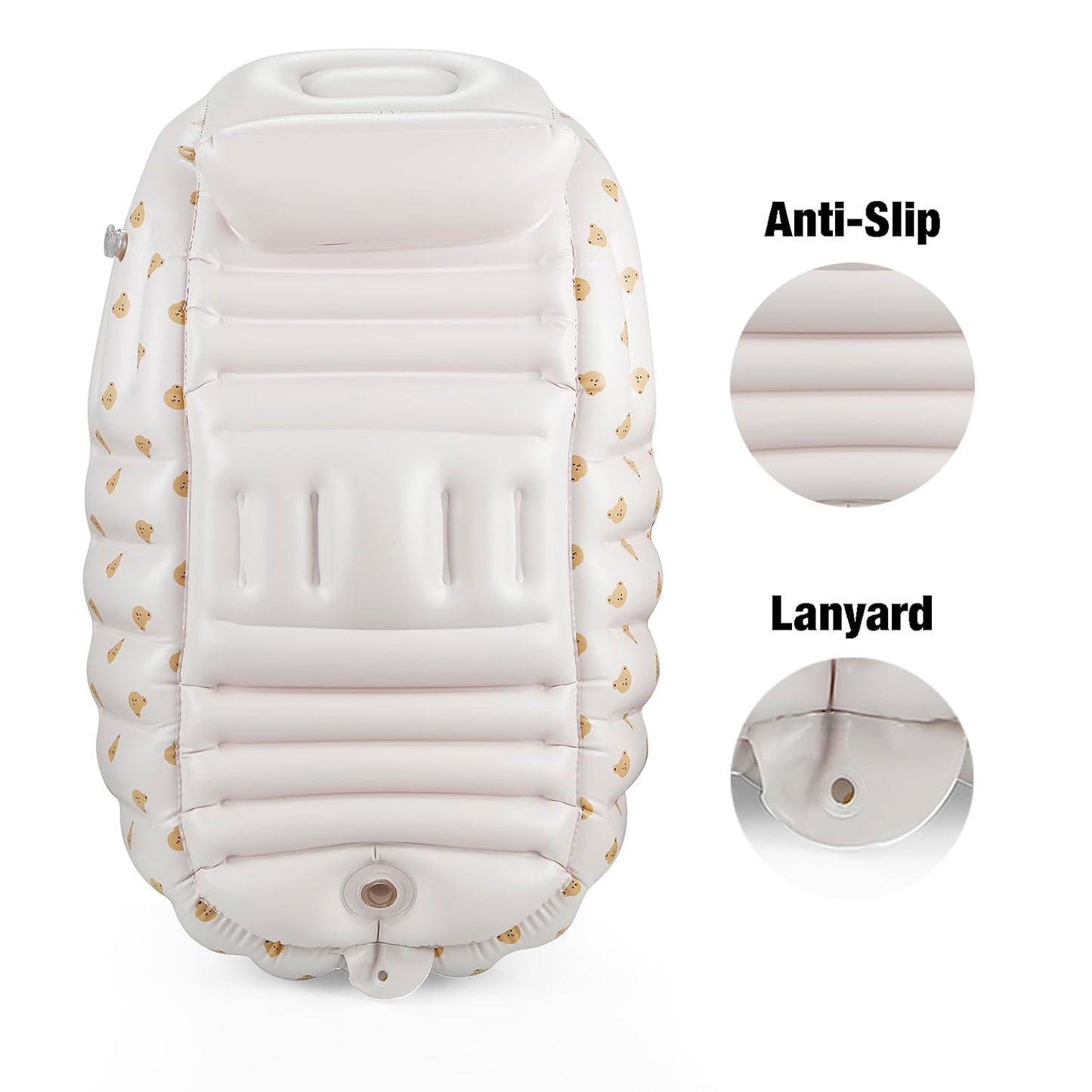 Pandaear Inflatable Bathtub For Toddlers, Collapsible Portable Bathtub For Kids Travel Baby Bathtub With Air Pump, Non-Slip Show