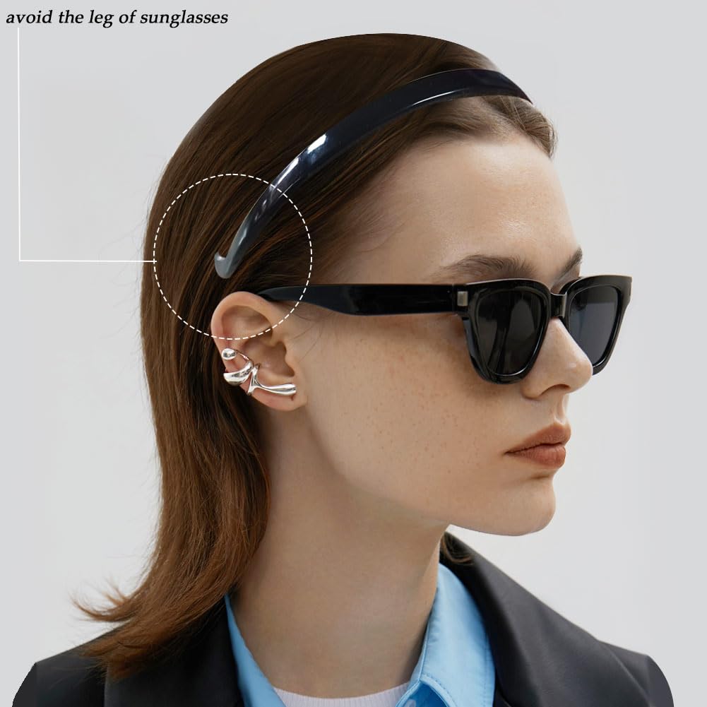 Bikczewin 3Pcs No Pressure Headbands For Glasses Wearers Comfortable No Headache Plastic Teeth Comb Hair Band Non Slip, Fashion