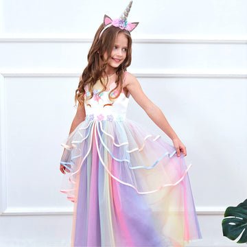 Unicorn Princess Dress Up Clothes For Little Girls - Costume, Jewelry And Headband (6-7 Years, Unicorn Princess 5C)