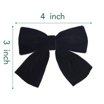 Deeka 2 Pcs 4' Hand-Made Velvet Hair Bows Alligator Clips Hair Accessories For Little Teen Toddler Girls Kids Set Of 2 -Black