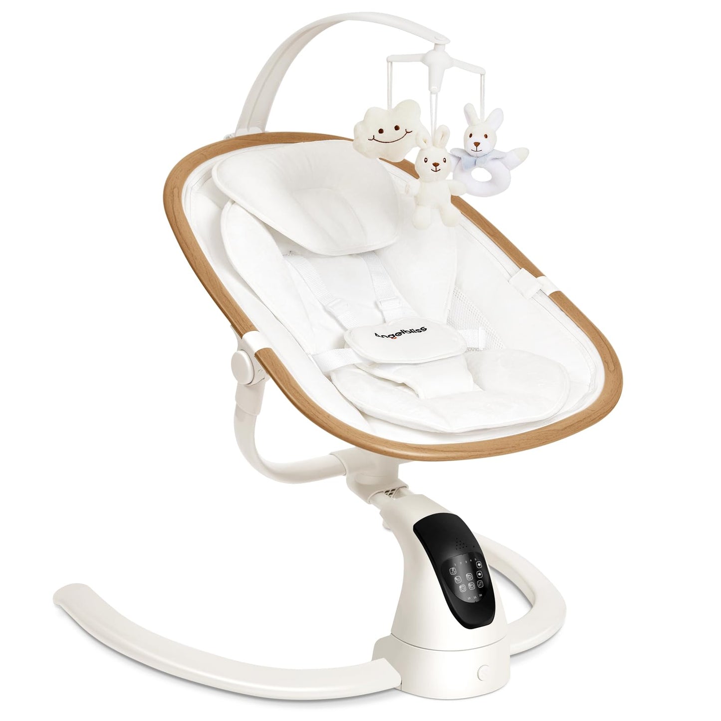 Angelbliss Electric Baby Swing with Cry Detection, Side-to-Side Motion, 5 Speeds, 180 Rotation, Indoor Swing for Infants and Tod