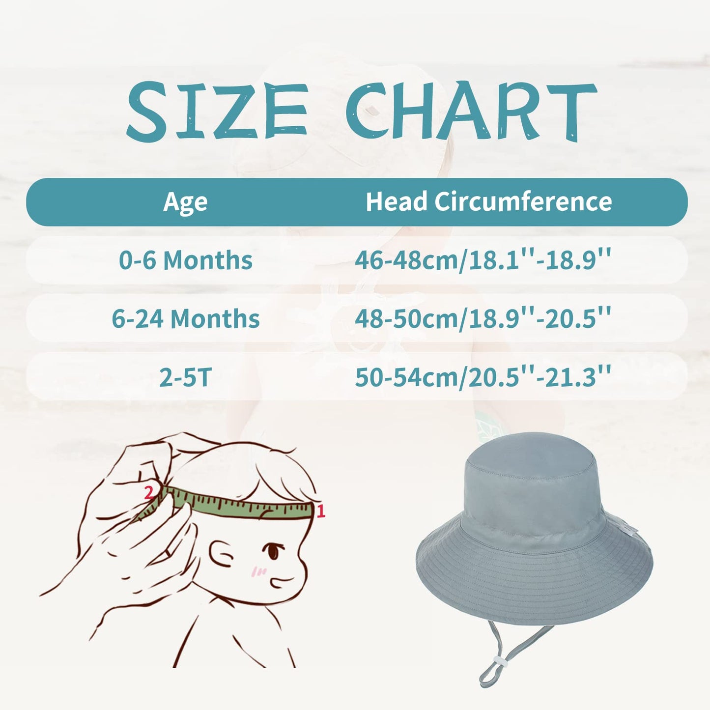 Baby Sun Hat Sun Protection Infant Bucket Hat Wide Brim Baby Boy Hats Adjustable Toddler Summer Swim Beach Cap 0-6 Months