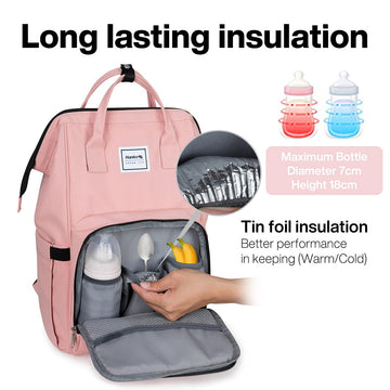 Diaper Bag Backpack, Hanke Diaper Bags Multifunction Large Maternity Baby Nappy Bag With Stroller Hooks & Insulated Pocket,Pink