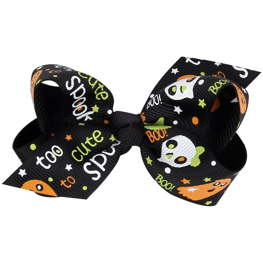 Love Sweety Baby Rose Halloween Headband Infant Pumpkin Hairband Bow Hair Clips (4Pc Clips-G)