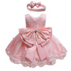 Lottle Girls Christmas Embroidery Lace Dresses Infant Easter Halloween Wedding Formal Event Dress(Pink02,120) 5-6 Years