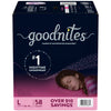 Goodnites Bedtime Underwear For Girls, Large (68-95 Pounds), 58 Count