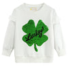 Little Hand Baby Girls Pullover Sweatshirts Toddler Flip Sequin Four Leaf Shamrock Shirts Long Sleeve Kids Clover Tops For 2T 3T