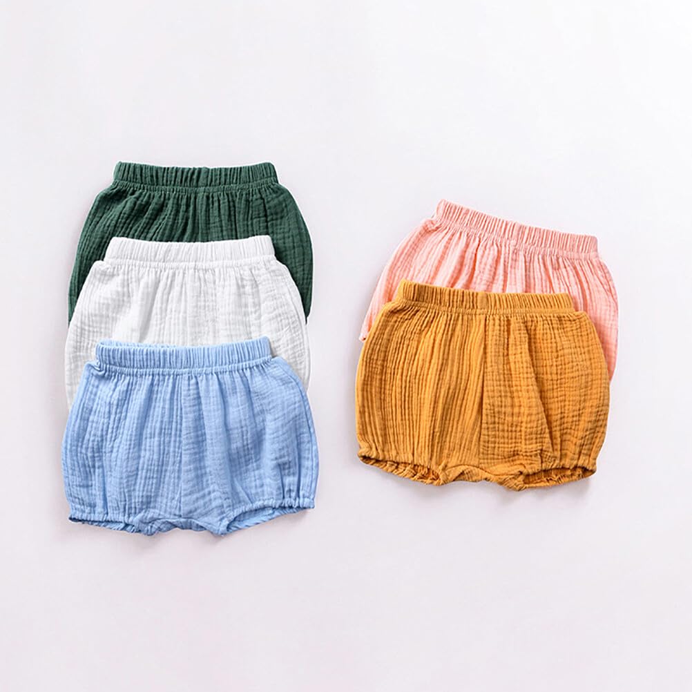 Rukosu Baby Girls Boys Bloomers Newborn Toddler Kids Unisex Cotton Linen Shorts Solid Color Cute Pp Pants Blue 12-24 Months