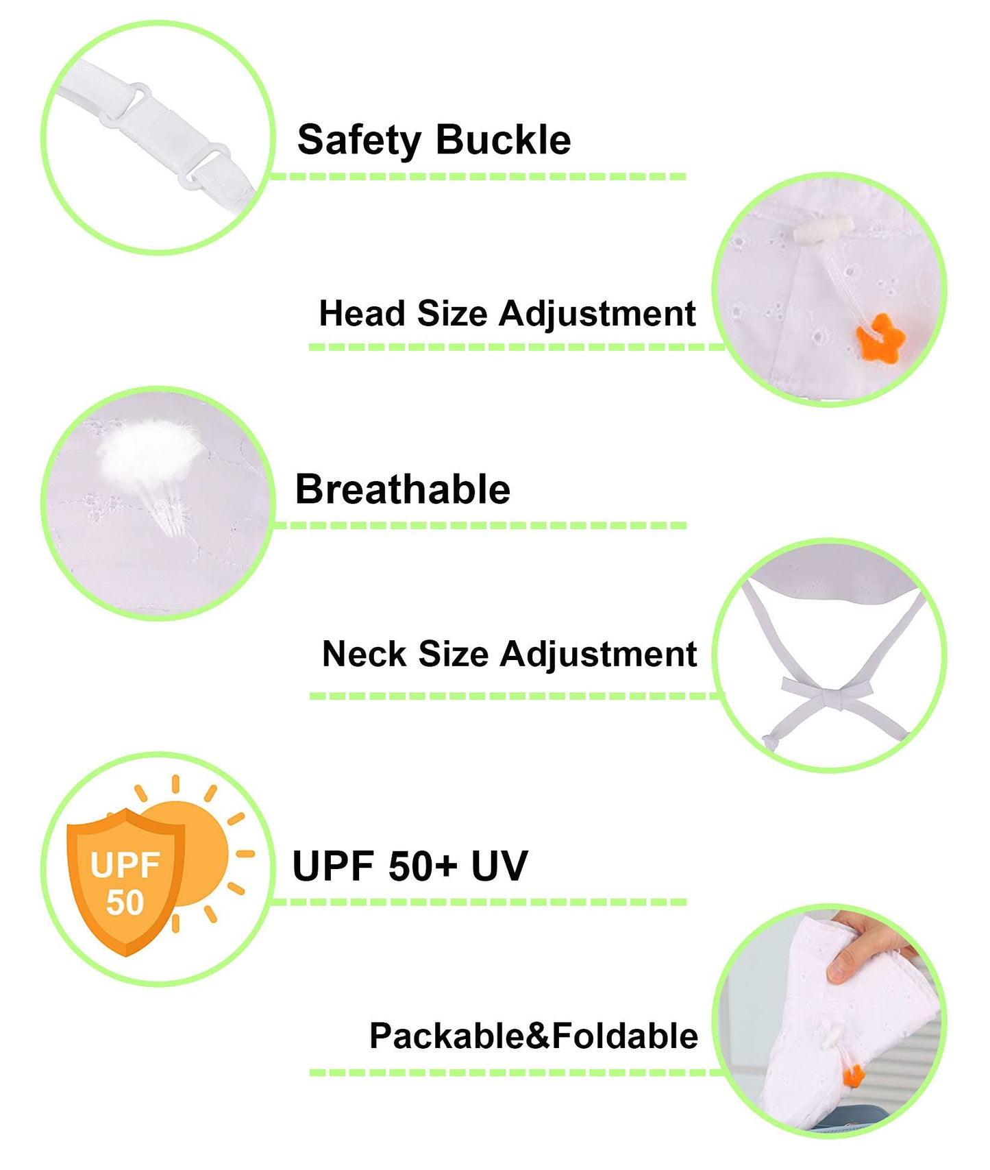 Baby White Hat Toddler Girl Sunhat 50+ Infant Spf Hat Protective Wide Brim Infant Bucket Hat Girls,12-24 Months