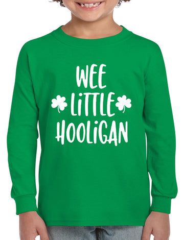 Little Boys Saint Patrick Day Clover Shirt Toddler Girls Green Wee Little Hooligan Long Sleeve Top 4 Years