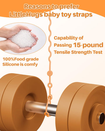 Littlehugs Toy Straps For Baby, Adjustable Toy Holder For Stroller Accessories, Silicone Baby Tether Pacifier Clip, No Throw Bab