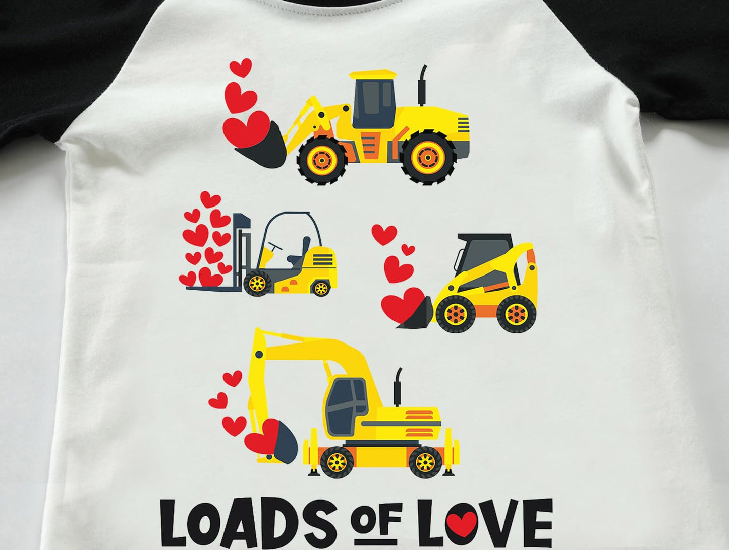 Tkria Valentine Day Toddler Boys Tractor Love Heart Shirts Tops Excavator Raglan Long Sleeve Kids Vday Holiday Clothes 5T