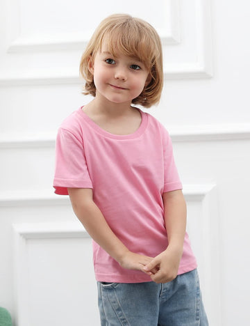 Cosland Toddler Plain Tshirts Baby Boy Shirt, Pink, 2T