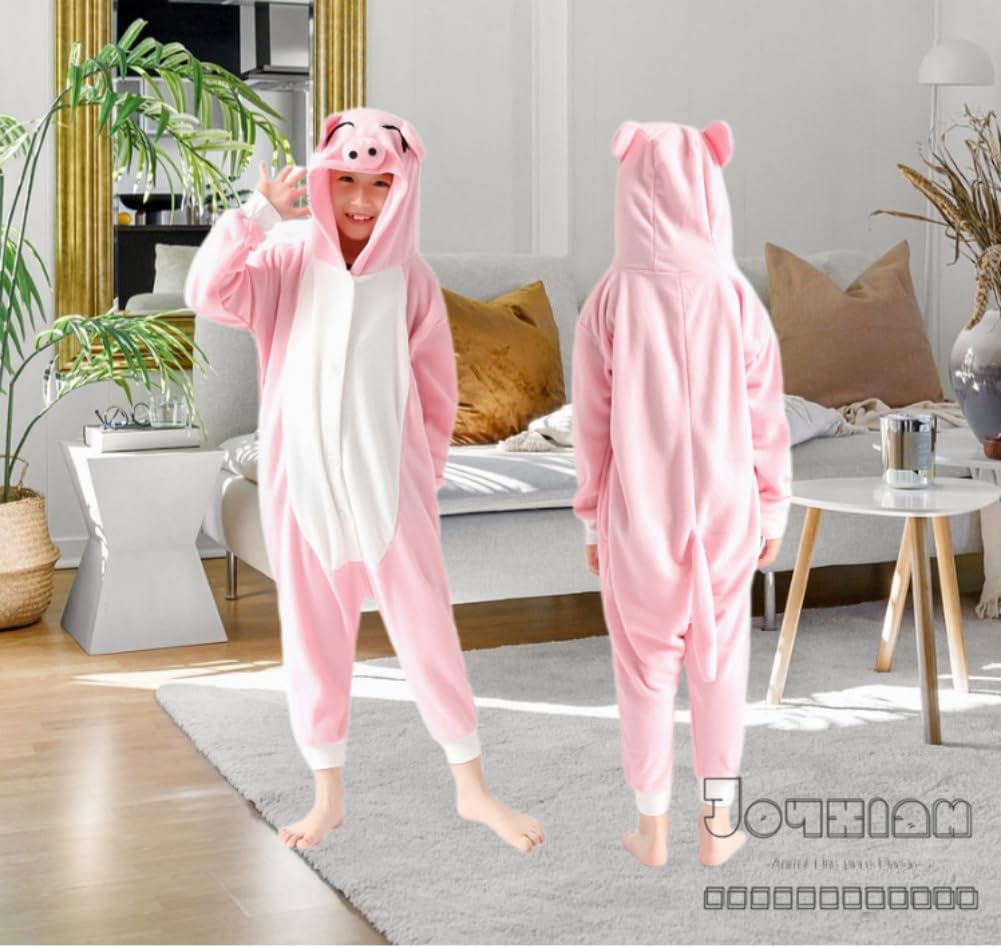 Joyxiam Kids Animal Pig Onesie One Piece Pajamas Halloween Christmas Cosplay Costume Cartoon Pjs (5T