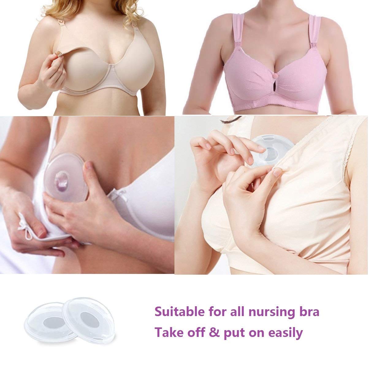 Finever Breast Milk Leak Collection Shell Nursing Mom For Breastfeeding Nipple Cups (4Pack)