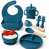 SorresaA Silicone Baby Feeding Set Suction Plates for Baby & Toddler with Bowl, Cup, Fork & Spoon | Baby Plate Set | Crumb Pou
