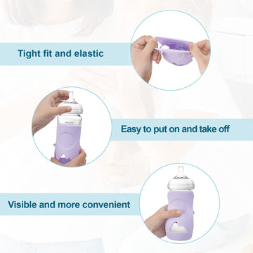 3 Pack Silicone Sleeve For Philips Avent Glass Bottle, Anti Breakage Baby Bottle Holder With Nipple Brush For Avent Glass Bottle
