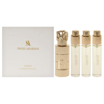 Oud 07 By Swiss Arabian For Unisex - 4 Pc Mini Gift Set 3 X 1Oz Perfume Spray, Metal Case