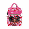 Customized School Bag With Name, Large Capacity Waterproof Diaper Bag, Beautiful Girl Print Monogram Nappy Backpack With Thermal