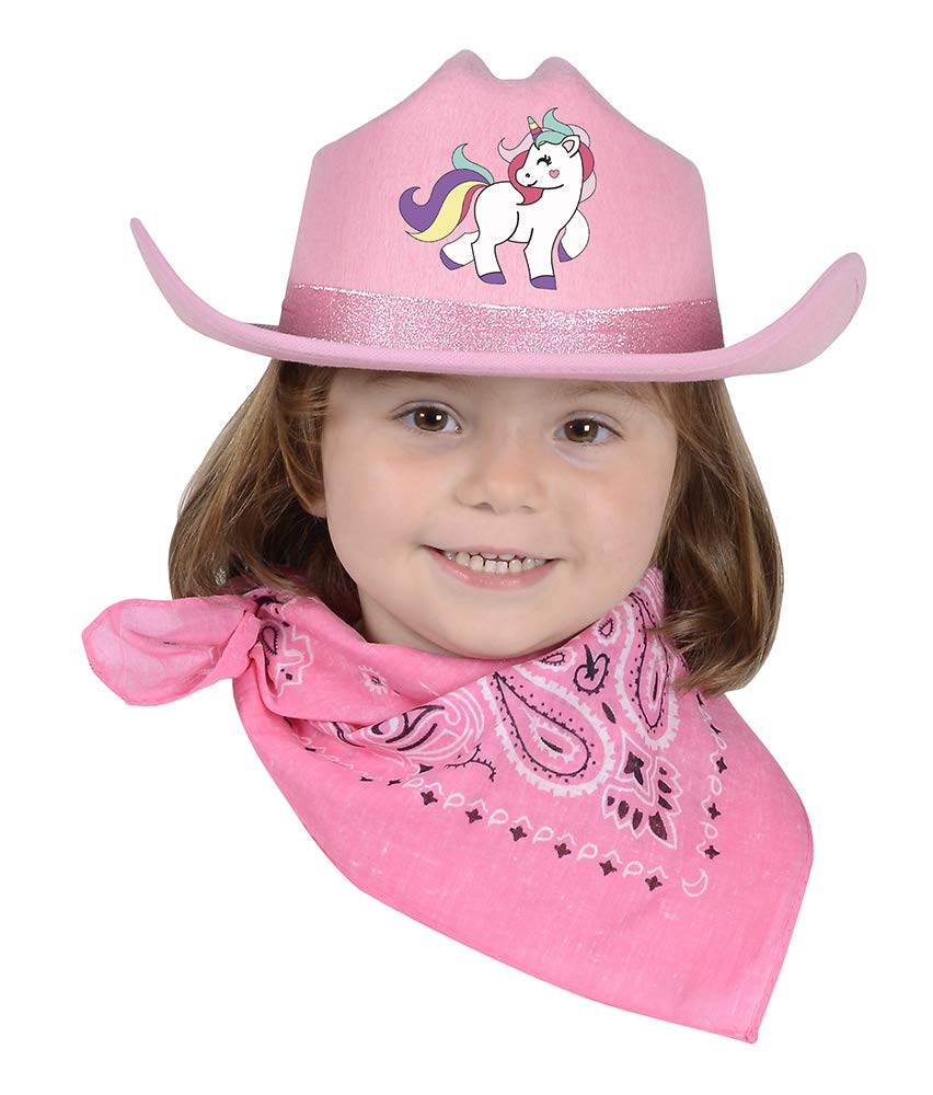 Unicorn Cowboy Hat With Bandanna Pink Sparkle