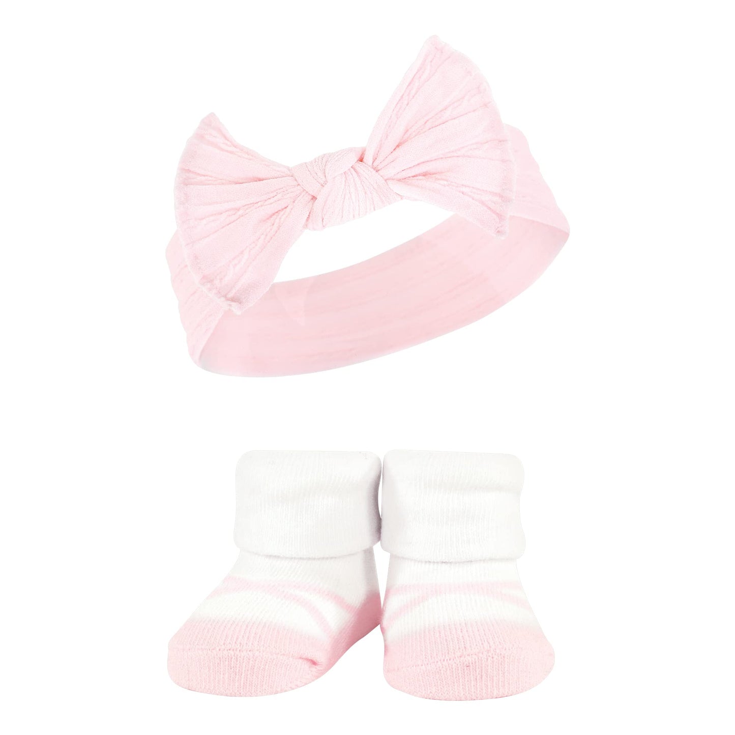 Hudson Baby Baby Girls' Headband And Socks Giftset, Pink Taupe, One Size