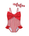 Baby Swimsuit Girl Infant Bathing Suits Newborn 3-6 Month For Girls Summer Beach Swim Suit Red Ruffle Stripe One Piece Swimwear