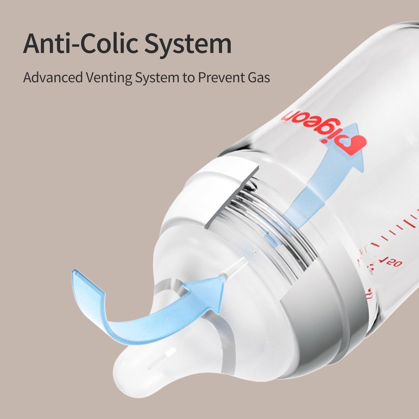 Pigeon Glass Nursing Bottle Wide Neck, Anti-Colic, Streamlined Body, Natural Feel, Easy To Clean, Heat-Resistant, 8.1 Oz(Pack Of